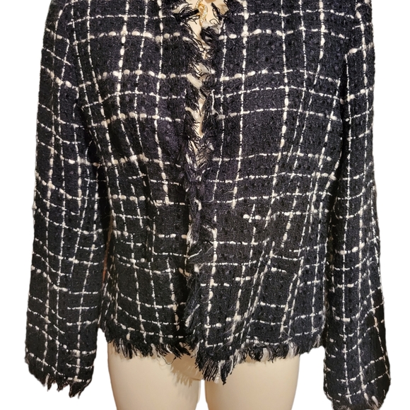 TESSUTI 6 Jacket Tweed Imitation Chanel Black and White - Picture 2 of 12